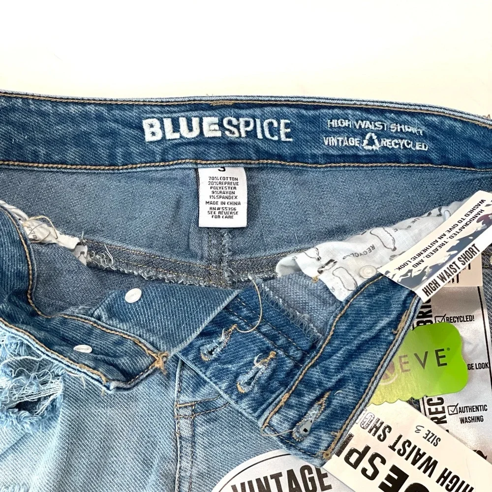 Blue Spice High Waist Vintage Authentic Inspired Stretch Cut Off Jean Shorts SZ3